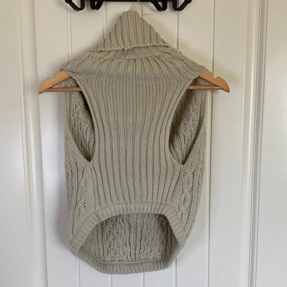 Cozy Cable Knit Turtleneck‎ Dog Sweater Cream Size Large Winter Fisherman